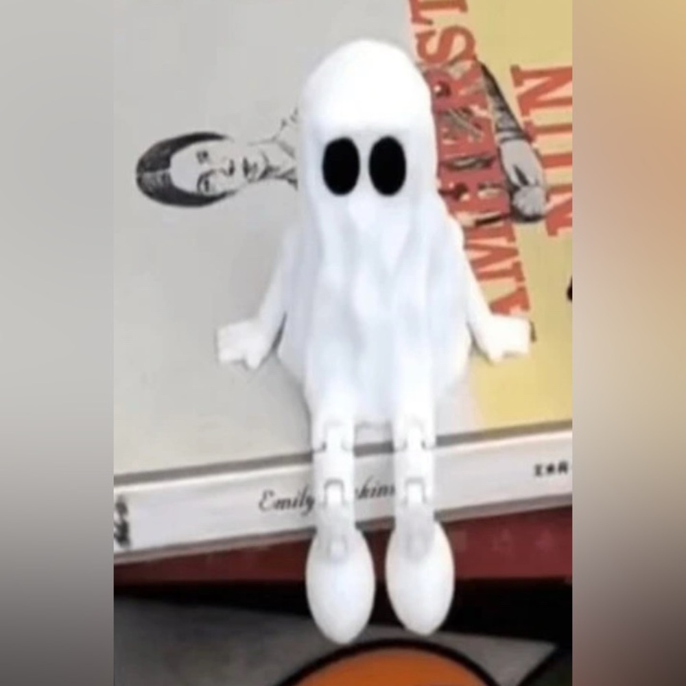 NEW White Ghost Halloween Figurine with Black Eyes